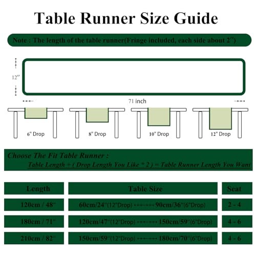 Monstera Botanical Floral Table Runner Green 12 x 71 Inch - color: Monstera Green, size: 12" x 71"