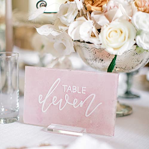 20 Pack 3" Clear Acrylic Sign Holder- 1/8" (3mm) Slot Acrylic Sign Stand for Display Table Numbers Wedding Signage, Perfect to Hold up 1/8" Thick Acrylic Sheets Table Signs