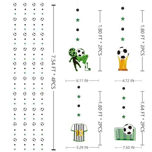 pinkblume Soccer Party Decorations Black Green Circle Dot Star Soccer Sport Theme Hanging Cutout Garland Streamer for Birthday Wedding Shower Party Supplies Wall Ceiling Decor - color: Soccer