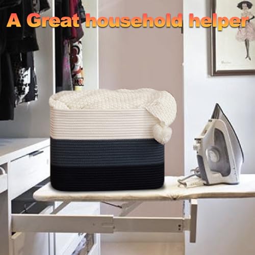 2 Pack Woven Storage Baskets for Closet, Toy Basket with Handles - color: Gradient Blue