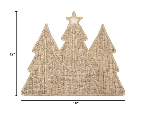 Feuille Burlap Farmhouse Winter Placemats Set of 4 Christmas Tree Holiday Placemats for Table Decorations - style: Christmas Tree