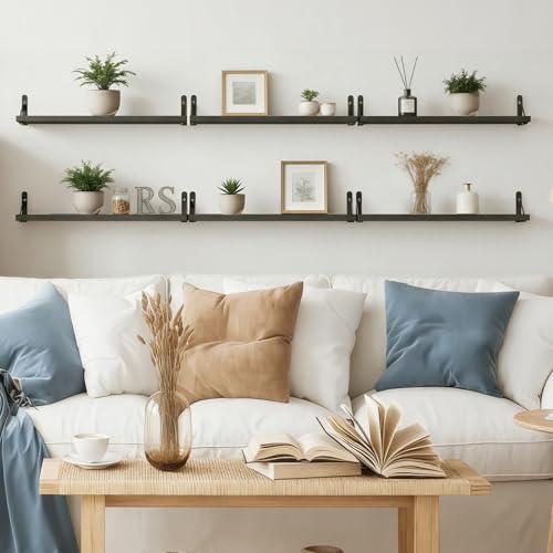 YGEOMER 23.6 in Floating Shelves for Wall Home Decor, Black Set of 6 - color: Black, size: 23.6 x 6.1 x 0.59 inches