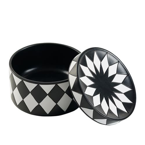 Decorative Storage Box with Lid, Black and white checkerboard Jewelry Box, Modern Round Decorative Box for Dresser, Coffee Table, Entryway Ideal for Jewelry, Trinkets And Small Accessories