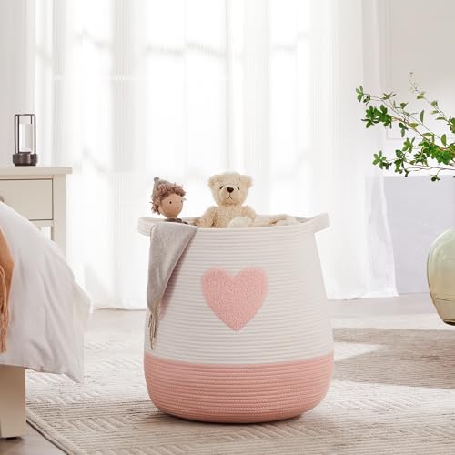 Pink Laundry Basket for Girls Room Baby Nursesry Hamper 60L Large