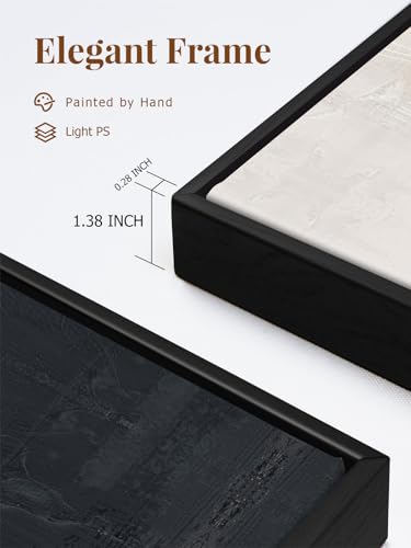 SAFERRYHOME Neutral Abstract Grey and Black Wall Art Set of 2, 24"x36"x2 - color: Black Grey, size: 24" x 36" x 2 Panel Framed
