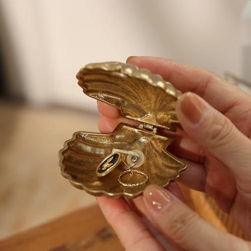 NIKKY HOME Gold Seashell Trinket Jewelry Box, Mini Ring Storage Organizer