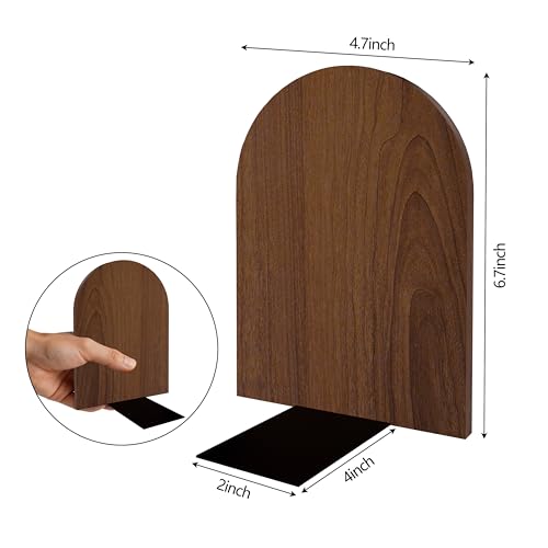 Myluxi Wooden Bookends for Shelves,Heavy Duty Walnut Book End 7x5x4in 2Pair - color: Round-2pair