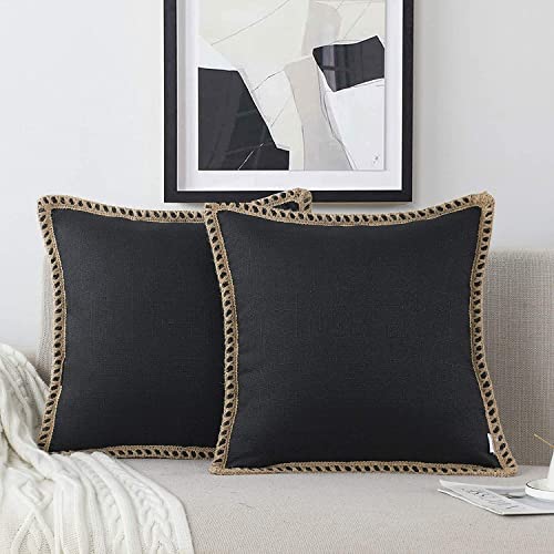 Throw Pillow Covers 26x26 Outdoor Decorative Pillows Cover for Couch - color: Black, size: 26" x 26" (Pack of 2)