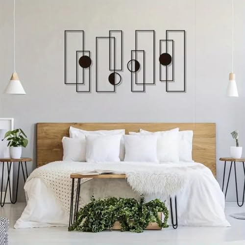DUOOLN 4 Pcs Metal Wall Decor Art, Modern Abstract Sculpture for Bathroom - color: Black - Geometry 4 pcs