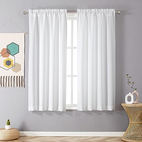 Chyhomenyc White Curtains 63 Inch Length 2 Panels - color: White, size: 40"W x 63"L (Pack of 2)