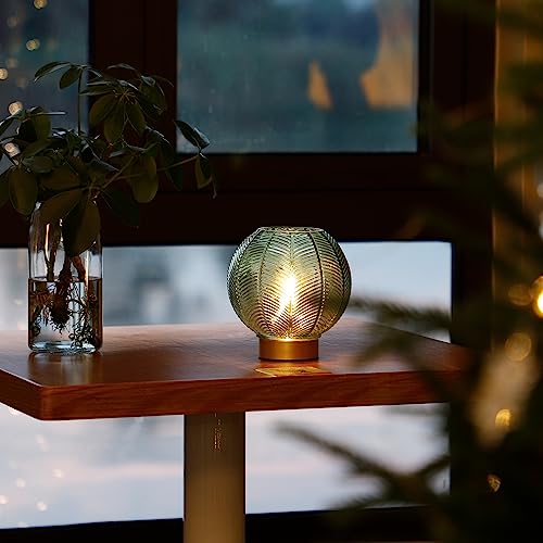 LUSHARBOR Battery Operated Decorative Glass Table Lamp with Timer Green - color: Orb-Green