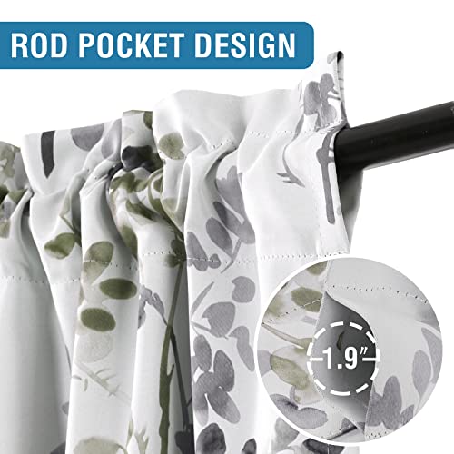 H.VERSAILTEX Valance for Kitchen Windows/Bathroom/Living Room/Bedroom Blackout Window Valance Thermal Insulated Rod Pocket Valance Curtains, 52" W x 18" L, 1 Panel, Floral Pattern in Grey and Sage - color: Grey/Sage