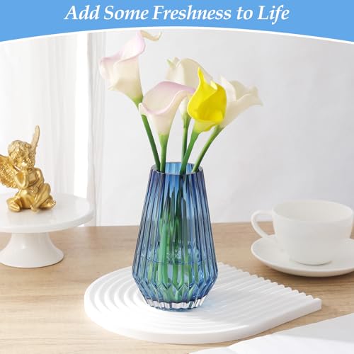 2PACK Glass Flower Vases(Flowers NOT Included),High Diamond Pattern Vases,Large Vases for Flowers,Vintage Vases for Centrepieces,Wedding Decorations,Home Table Flower Decorations - color: Blue