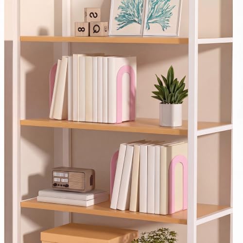Chunful 6 Pcs Pink Metal BookEnds Shelves, 7.5 x 5.75 x 3.5 in - color: Pink, size: 7.5*5.75*3.5inch