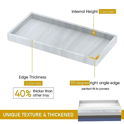 Silicone Bathroom Tray,Shatterproof Bathroom Vanity Tray,High-Grade Silicone Durable Rectangle Tray for Bathroom Trays for Counter Soap Dispenser Tray-Large 10.6 * 5.1 in - color: Marble Pattern, size: 10.6" x 5.1" x 0.8"