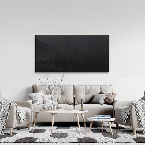 Framed Hand drawn Black Abstract Canvas Wall Art For Living Room 20X40 - color: Black, size: 40"L x 20"W