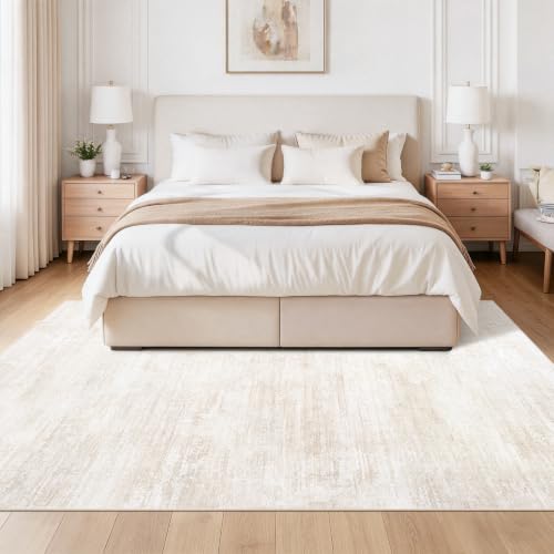 Tosuoka 5x7 Area Rugs for Living Room, Washable Beige Cream Abstract Rug - color: Beige/Cream, size: 5' x 7' (Rectangular)