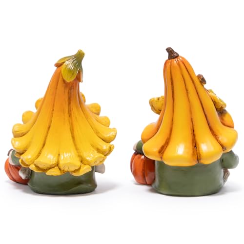 Hodao Fall Decorations for Home Resin Thanksgiving Gnome Figurines 2 Pcs - color: 2-piece