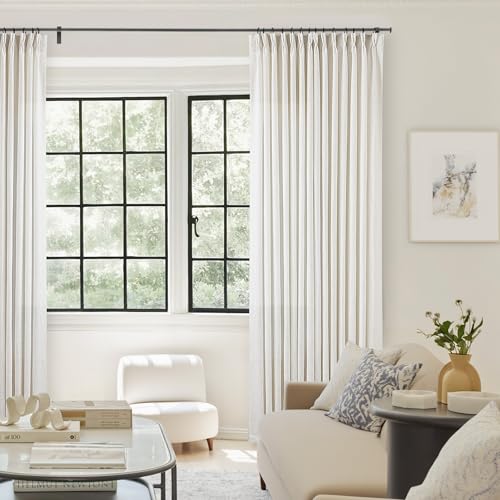 TWODRAPES 98 Inch Long Curtains Pinch Pleat Linen Curtains 2 Panels Natural - color: Natural, size: 40"W x 98"L (Pack of 2)