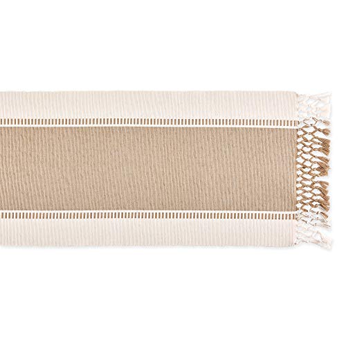 DII Dobby Stripe Table Runner, 13x72 Black & Cream Background - color: Stone Brown, size: 13x72"