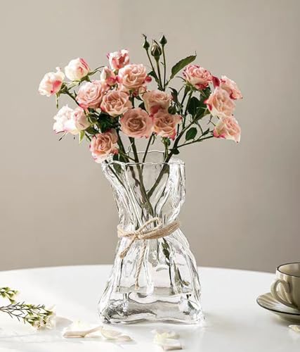 6 Inch Small Glass Vase, Irregular Clear Flower Vases for Centerpieces - color: Clear, size: Small