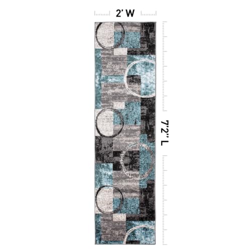 Rugshop Circle Design Contemporary Abstract Soft Runner Rug Gray 2' x 7'2" - color: Grey, size: 2' x 7'2" (Rectangular)