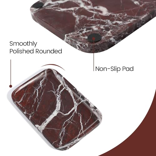 Marble Vanity Tray, 11.8in Stone Bathroom Tray for Countertop, Red Decorative Tray for Dresser Organizer, Luxury Serving Tray for Kitchen, Storage Dish for Kitchen Sink, Perfume, Jewelry Holder - color: Rose Red