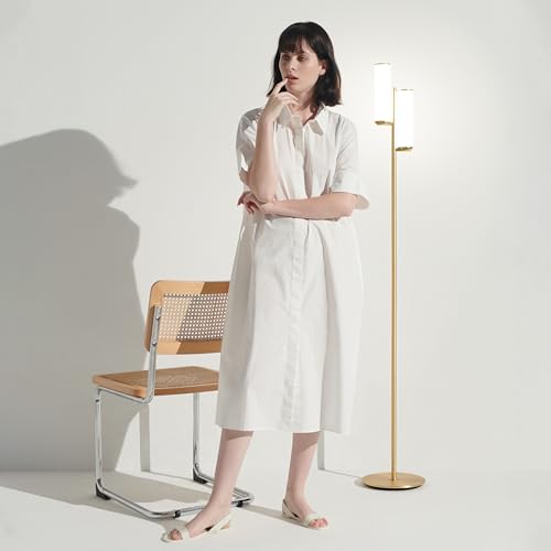Brightech Gemini Dimmable Floor Lamp with Two Lights - Modern Tall Tree Lamp for Bedroom, Office, Living Room - Gold/Brass - color: Brass