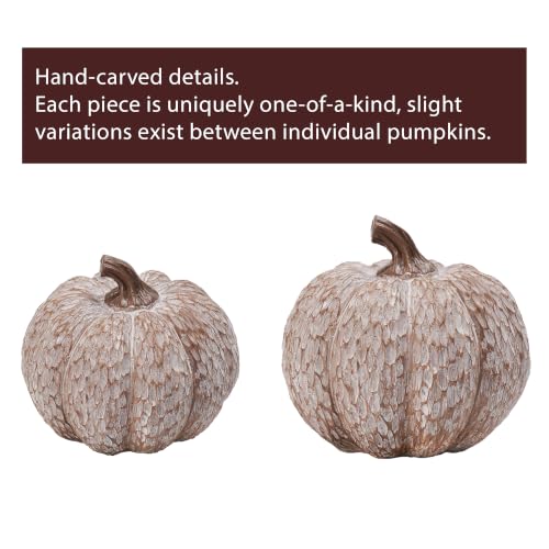 2Pcs Resin Pumpkin Figurines, Lattice Fall Thanksgiving Decor - style: Lattice Emboss Pumpkin