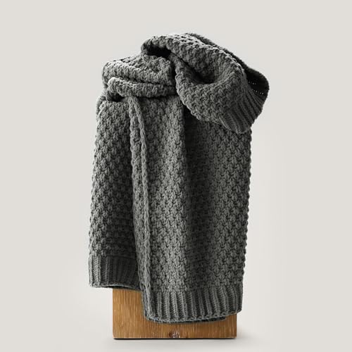 EVERGRACEHOME Chunky Chenille Knit Throw Blanket, 50 x 60, Charcoal Gray - color: Charcoal Gray, size: 50" X 60"