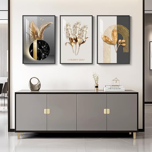 Large Framed Modern Luxury Wall Art for Living Room, 3 Piece 24x36 Inch - color: Black Gold, size: 24" W x 36" H x 3 pieces