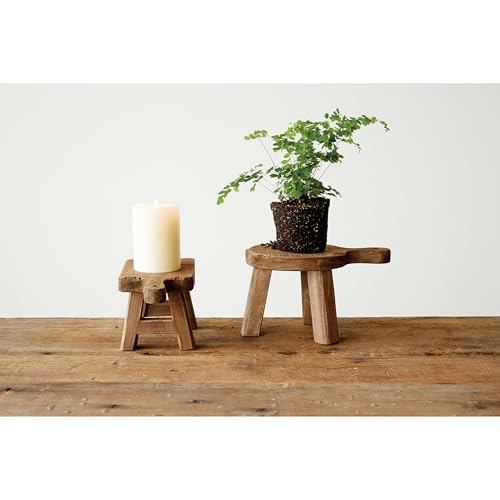 Creative Co-Op Small Wood Pedestal with Handle,Square (Pack of 12) - color: Natural, size: Square (Pack of 12), style: Rectangle