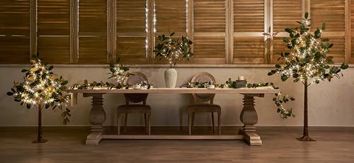 LITBLOOM Faux Magnolia Garland with Lights 6FT Battery Operated with Timer or USB Plug in, Lighted Greenery Garland with 80 Fairy Lights for Home Fireplace Mantle Holiday Decoration Inside - style: Magnolia