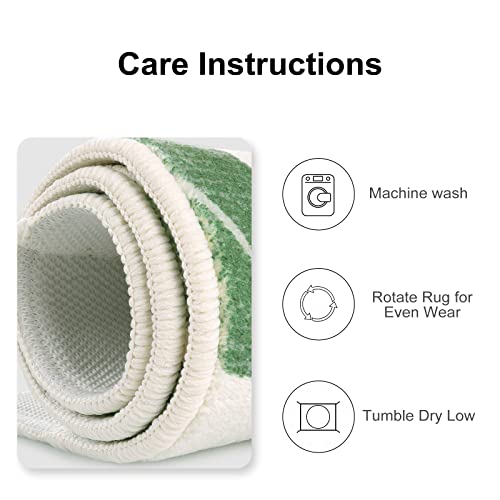 Lukinbox Green Bathroom Rugs Non Slip, Cute Washable Bath Rugs Mat, Small Leaf Bathroom Mat Soft Plant Area Rug for Indoor Shower Bathtub, 20"x31" - size: 20" x 31"