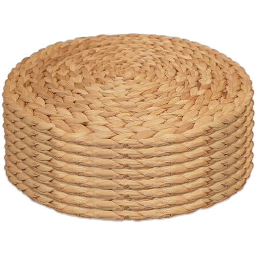 Round Woven Placemats Set of 8,Rattan Placemats Natural Hand-Woven Water Hyacinth Placemats Farmhouse Weave Place Mats Table Mats for Dining, Table,Kitchen,Wedding - size: 13 inch (Set of 8)