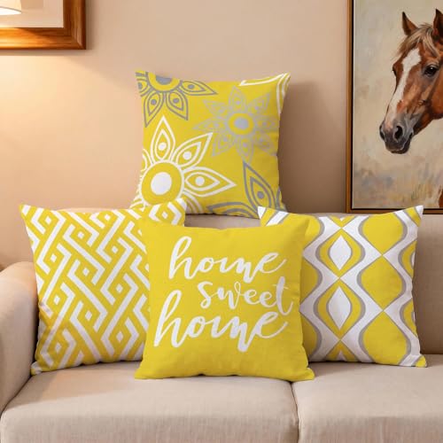 Hexagram Throw Pillow Covers 18x18, Yellow Outdoor Pillow Covers Set of 4 - color: Yellow2, size: 18" x 18" (Pack of 4)