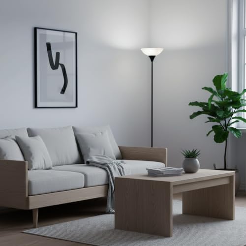 LALISU Floor Lamp, Standing Lamps with Glass Shade, Led Floor Lamp Remote - color: Black and Glass