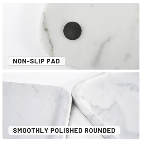 Statuario Marble Vanity Tray - Decorative Organizer for Bathroom Countertop, Dresser, Kitchen Sink - color: Statuario