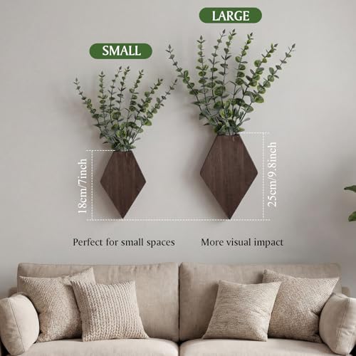 Chunful 2 Pcs Wooden Wall Planter Decor,Brown,7.1 x 4.7 x 1.2 Inches - color: Brown, size: 7.1 x 4.7 x 1.2 inches