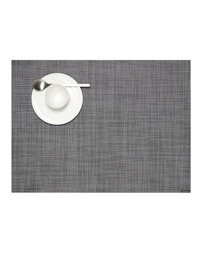 Chilewich Mini Basketweave Placemats, Woven Rectangle Placemats Set of 4 - color: Cool Grey, size: 14"x19"