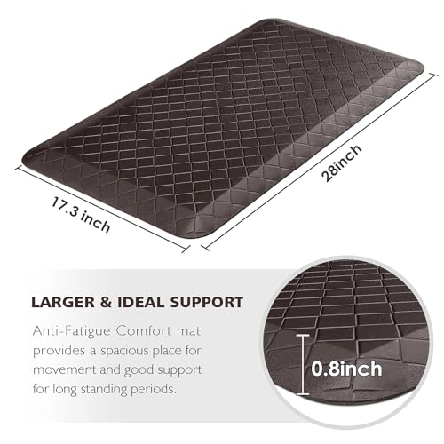 HappyTrends Kitchen Floor Mat - 4/5 Inch Thick Anti-Fatigue Kitchen Rug - color: Chocolate, size: 28"L x 17.3"W x 0.8"Th