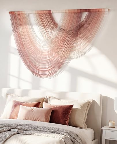 Tempospark Large Macrame Wall Hanging, 59x39 Inch Boho Wall Hanging, Macrame Wall Art Hand-dyed Ombre Design for Bedroom Living Room Apartments Entryways, or Above Bed - color: Terracotta