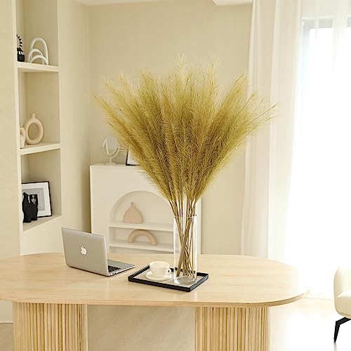 Wertuirk Gold Pampas Grass Decor - 45-Inch Set of 8 Faux Tall Pampas Grass - color: Gold