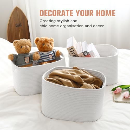 ECDYQXVU 15x10x9 Inch Woven Cotton Rope Storage Basket, 2 Pack - color: White, size: 2 Pack