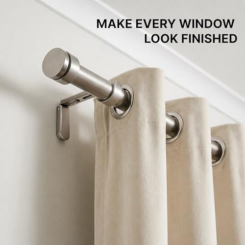 Adjustable Curtain Rod Brackets for Wall 2 Pack, Heavy Duty, Brushed Nickel - color: Brushed Nickel - Set of 2