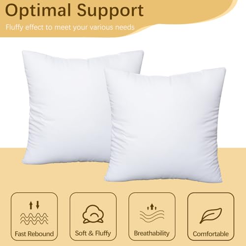 OKBA Throw Pillows Insert Set of 2, with 100% Cotton Cover, Bed and Couch - Indoor Hotel Decorative Pillows, 28x28 in White Pillows Inserts - size: 28x28 Inch (Pack of 2)