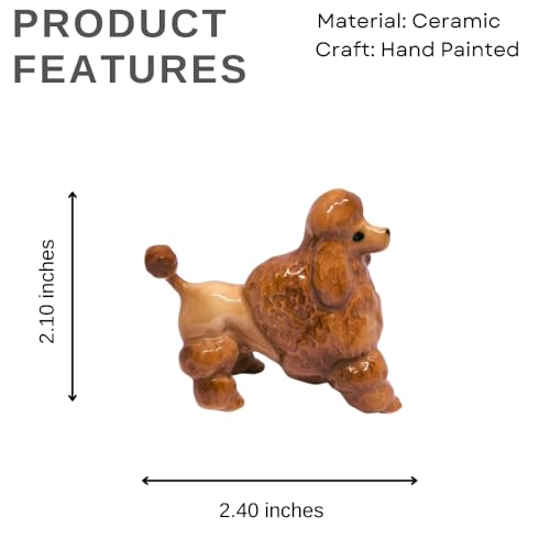 Handmade Ceramic Brown Poodle Figurine, Shelf Decor
