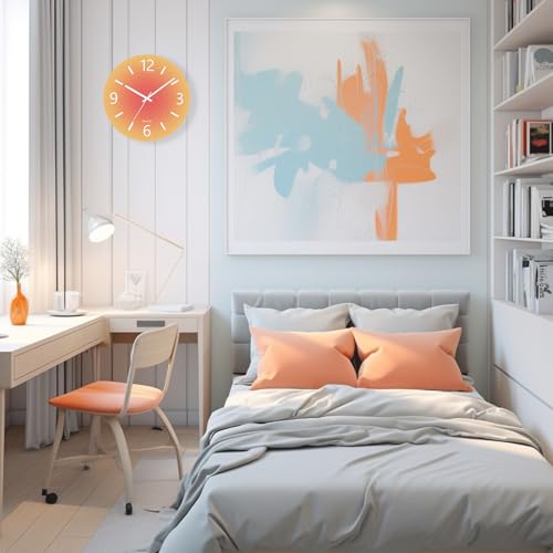 Tempered Glass Wall Clock, 14 Inch Sunset Decorative Clock - color: Sunset