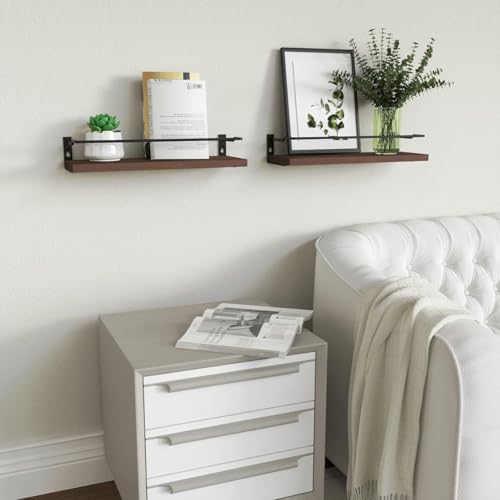 RICHER HOUSE Floating Shelves Bathroom, Small Wall Shelf Over Toilet 2 Set - color: Brown