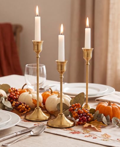 Gold Candlestick Holders Set of 6 Weighted Stable Base - color: Gold, size: Set of 6
